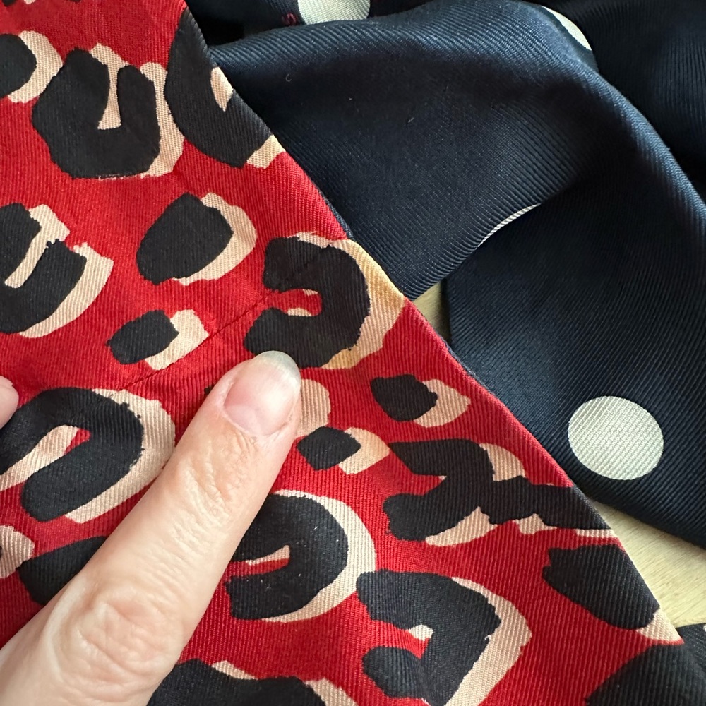 Louis Vuitton Red and Blue Polka Dot and Leopard Print Scarf - Picture 5 of 6
